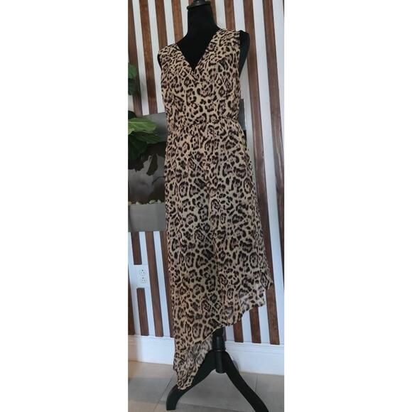 Torrid Dress Womens 2X Brown Leopard Print Sleeveless V Neck Asymmetrical Hem - Picture 1 of 12